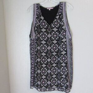 Calypso St Barth Black & Purple Sleeveless V-Neck Size XS Floral Silk Dress